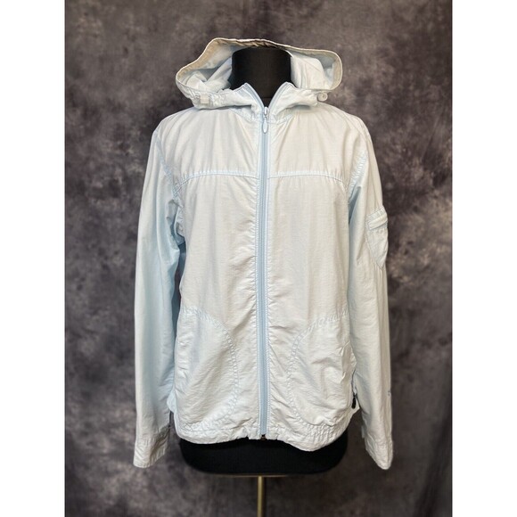 Columbia Jackets & Blazers - Columbia Size Large Blue Lighweight Cotton/Nylon Logo Hooded Jacket